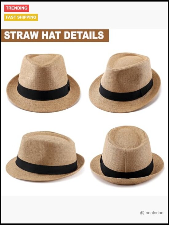 Straw Fedora Hat with UPF 50 Sun Protection, Adjustable, Lightweight main image 5